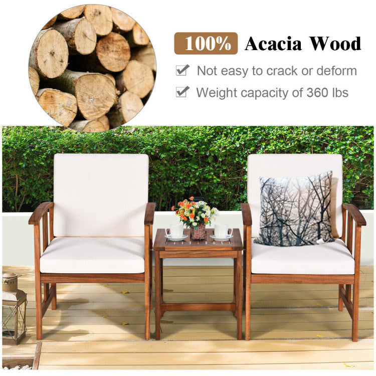 3 pieces solid wood outdoor patio sofa furniture set