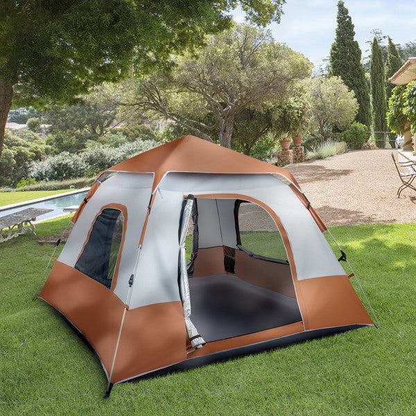 240*240*150cm spring quick opening four-person family tent camping tent brown