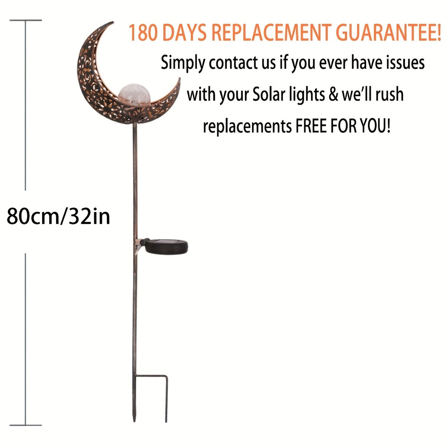 1pc solar lawn light; outdoor moon stake metal lights; waterproof warm white led for lawn patio courtyard decoration