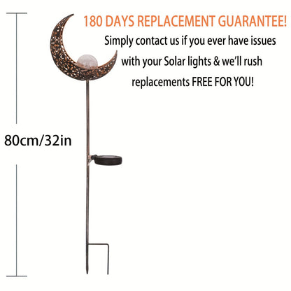 1pc Solar Lawn Light; Outdoor Moon Stake Metal Lights; Waterproof Warm White LED For Lawn Patio Courtyard Decoration