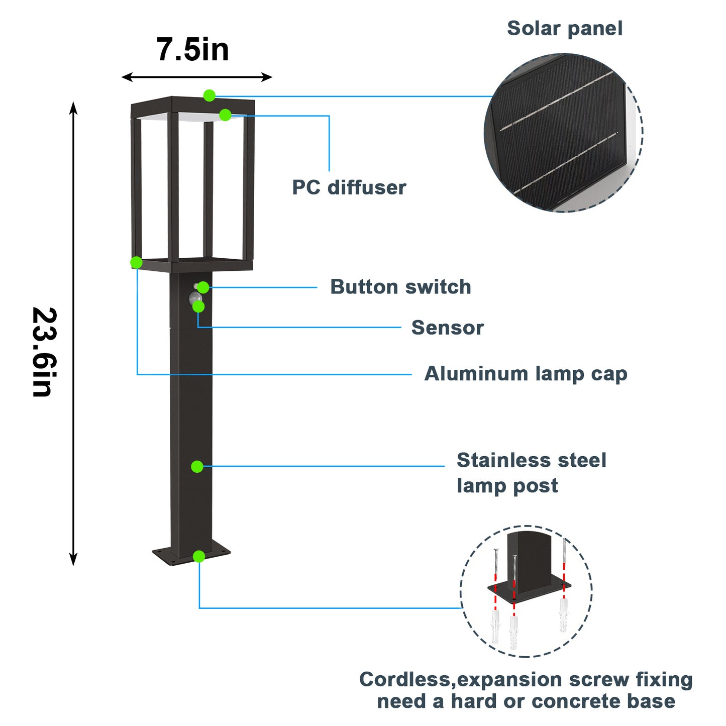 inowel solar pathway lights - dusk-to-dawn outdoor garden lighting