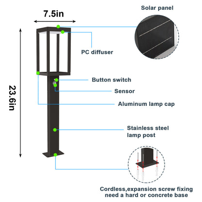 Inowel Solar Pathway Lights - Dusk-to-Dawn Outdoor Garden Lighting