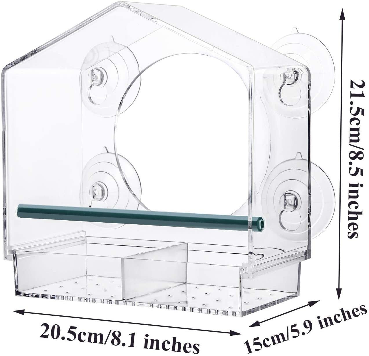 nature anywhere clear window bird feeder - strong suction cups, easy fill and clean