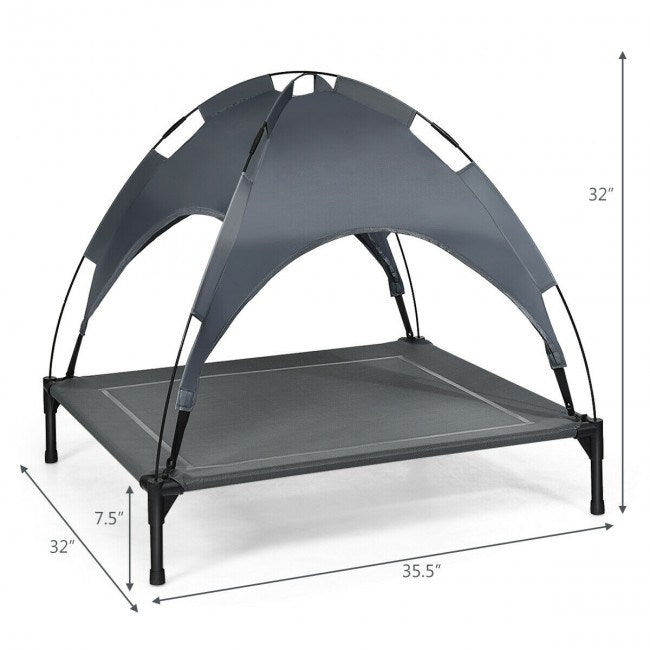 portable elevated outdoor pet bed with removable canopy shade