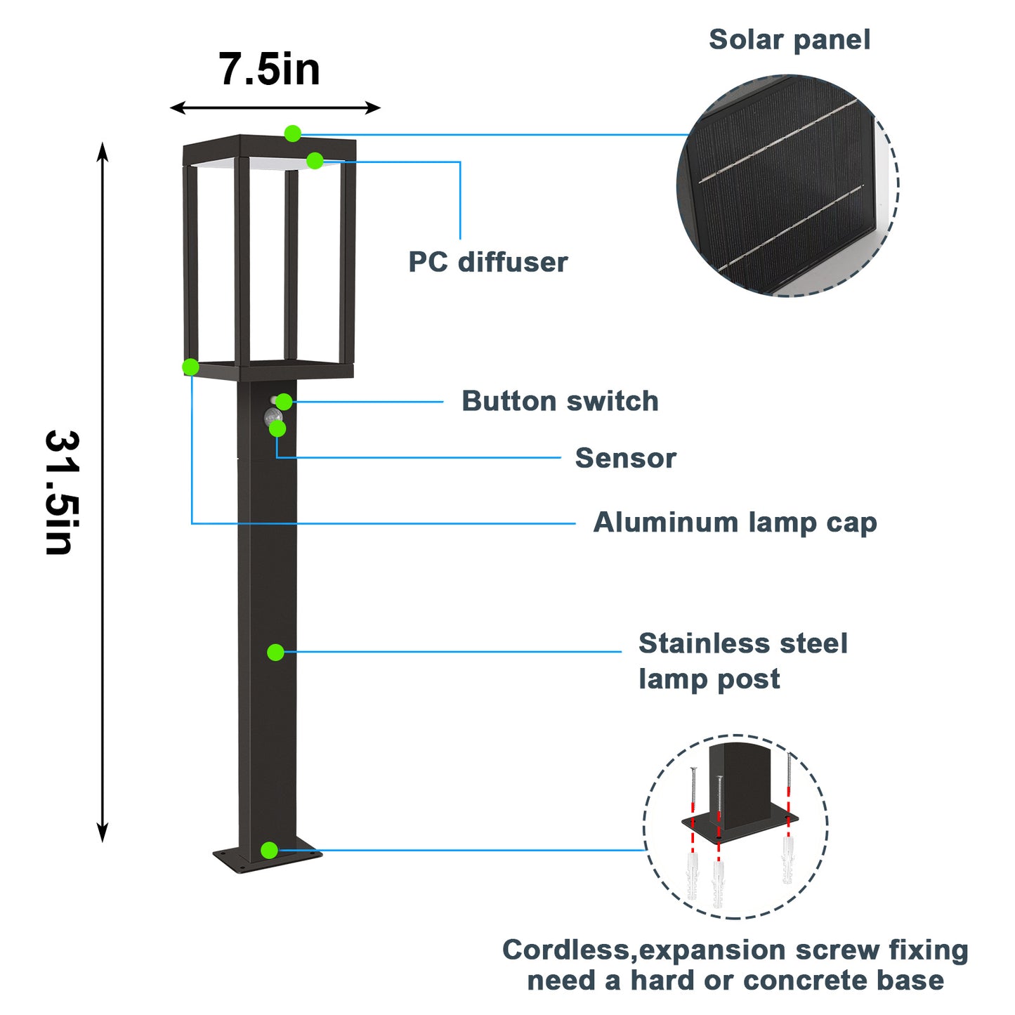 inowel solar pathway lights - dusk-to-dawn outdoor garden lighting