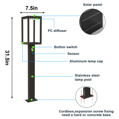 Inowel Solar Pathway Lights - Dusk-to-Dawn Outdoor Garden Lighting