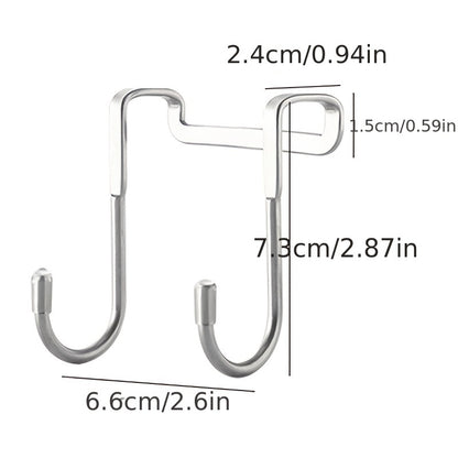 1/2/4pcs Over The Door Drawer Cabinet Hook; 304 Stainless Steel Double S-Shaped Hook Holder Hanger Metal Heavy Duty-Free Punching Door Back Hanging Clothes Hook Organizer