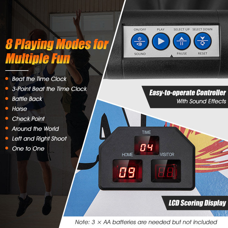 indoor double electronic basketball game w/ 4 balls