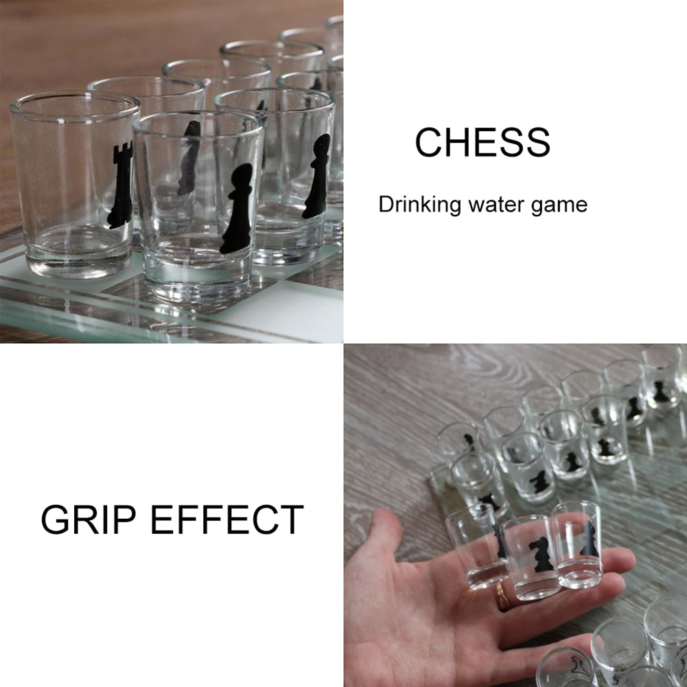 bar game crystal wine glass checker chess board medium size