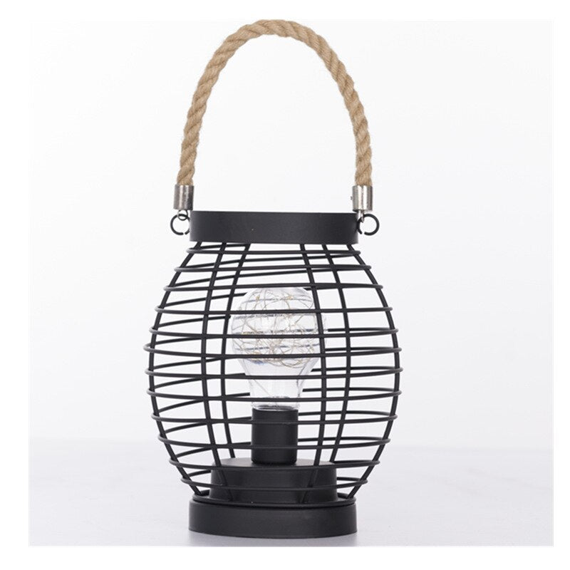 led iron lantern table lamp